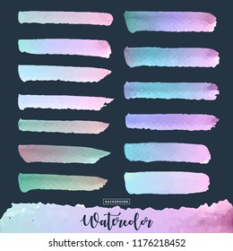 Pastel watercolor background set. Colorful pack of watercolor strokes for decorate banner and printing design. Vector illustration