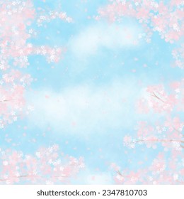 Pastel Watercolor blue sky and clouds with cherry blossoms wallpapers are suitable for those who want an artistic background.