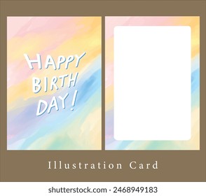 pastel watercolor gradient hand painting of happy birthday card, rainbow illustration card decoration.	