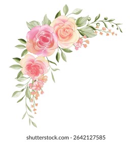 Pastel Watercolor Roses Corner Floral Arrangement