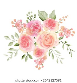 Pastel Watercolor Roses and Delicate Blossoms Bouquet