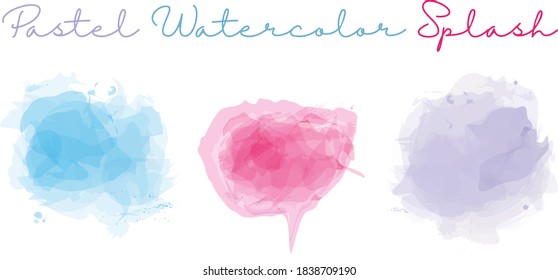 pastel watercolor splashes set in vector