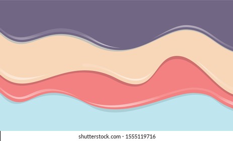 pastel wave colorful paper cut modern background vector template
