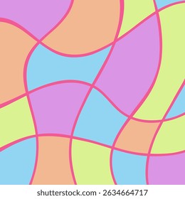 pastel Wavy Lines Abstract Background in Trendy Retro Psychedelic Style. Twisted, Swirled, and Distorted  Texture Pattern