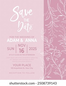 Pastel Wedding invitation card templates with Elegant romantic layout