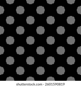 Pastel White Seamless Polka Dot Pattern, Black Background
