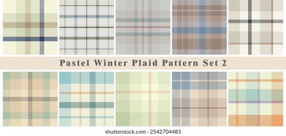Conjunto de patrón sin costuras de cuadros de invierno pastel