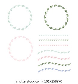 Pastel Wreath and Line Borders Clip Art in White Background