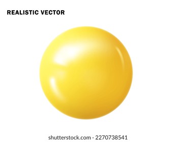 Pastel yellow ball realistic. Glossy 3d sphere ball isolated. Geometric figure of round sphere