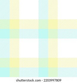 Pastellgelbe und blaue Gingham plaid. Nahtlose Vektorgrafik-Muster, geeignet für Mode, Heimeinrichtung und stationär.