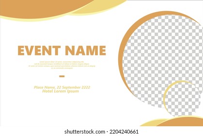 Pastel yellow and brown colored background for events. Editable background with text placeholder and round image space.
