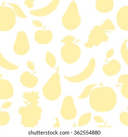 Pastel yellow color fruit pattern. Fruit seamless vector pattern for print and web. Subtle light food background. 