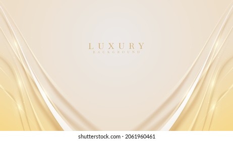 Pastel yellow color luxury background with glitter golden curve line