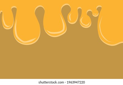 Pastel yellow cream background with brown waffles, cool sweet liquid background concept, melting ice cream, summer vector illustration.