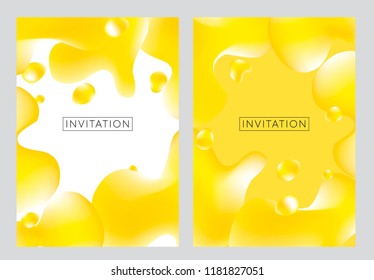 Pastel yellow creative fluid style poster. Dynamic 3D shapes on white background. Vector illustration for banner, cover, print, promotion, greeting, ad, web, page, header, landing, social media.
