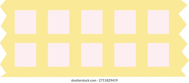 Cinta de patrón de rejilla amarillo pastel con acentos blancos y bordes redondeados suaves, ideal para bordes decorativos, embalaje, scrapbooking, diseño de papelería y temas gráficos lindos.