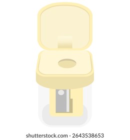 pastel yellow pencil sharpener with lid, great for school desks and student use during back to school season.