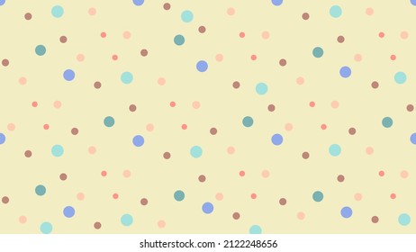 Pastel Yellow Vector Polka Dot Colorful Wallpaper. Dotted, Pastel Colors, Round, Decorative Element, Presentation, Kids Nursery, Template.Typography And Digital Use.