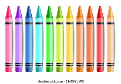 Pastelate pencils isolated Vector realistic. Creative background illustrations