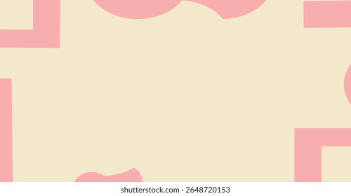 Um design abstrato de cor pastel apresenta um fundo bege adornado com formas geométricas rosa macio, criando um padrão simples, mas visualmente atraente.
