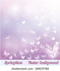 Fundo de cor pastel com borboletas
