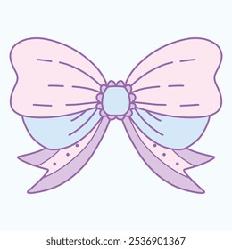 A pastel-colored decorative bow with soft curves and ribbons.