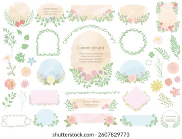 Pastel-Colored Floral Frames And Backgrounds Set Isolated On A White Background. Vector Illustration.