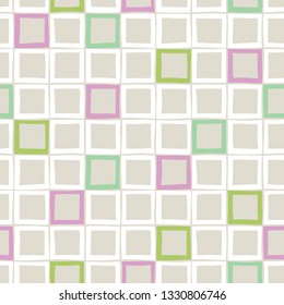 Pastel-colored Hand-Drawn Plaid Vector Seamless Pattern. Whimsical Modern Classic Tartan Background
