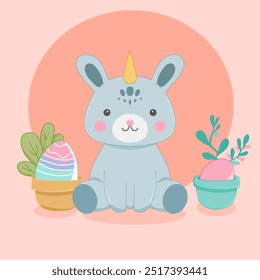 A pastel-colored illustration of a blue unicorn, likely aimed at children or whimsical themes. This design would be ideal for children’s books, toys, or fantasy-themed projects.