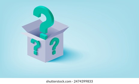 A pastel-colored mystery box with question marks, offering space for personalized text. Ideal for advertising surprise gifts, customizable content, and creative branding opportunities.