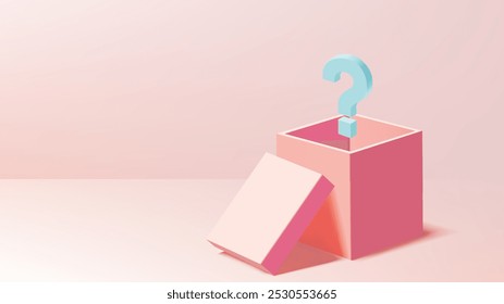 A pastel-colored mystery box with question marks, offering space for personalized text. Ideal for advertising surprise gifts, customizable content, and creative branding opportunities.