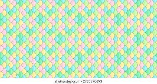 Pastelcolored scale pattern, perfect for backgrounds, textiles, or playful designs.  Its soft, repeating motif evokes feelings of calmness and sweetness.