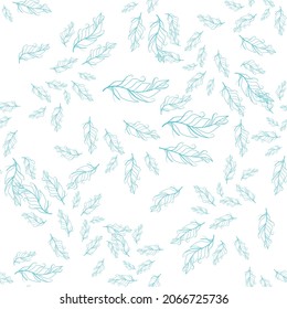 Pastel-colored seamless feather pattern. Seamless background with feathers of bird. Boho style