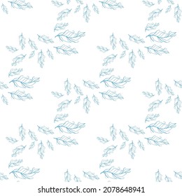 Pastel-colored seamless feather pattern. Seamless background with feathers of bird. Boho style