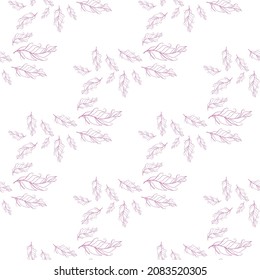 Pastel-colored seamless feather pattern. Seamless background with feathers of bird. Boho style