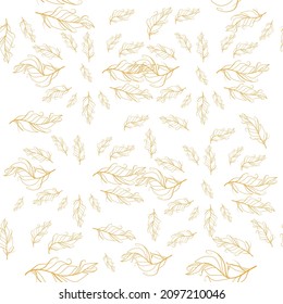Pastel-colored seamless feather pattern. Seamless background with feathers of bird. Boho style
