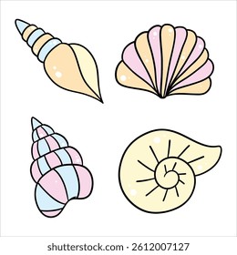 Pastel-colored shells have soft hues like pink, blue, or green.