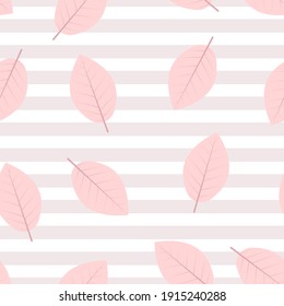 Pastel-colored simple leaves seamless pattern