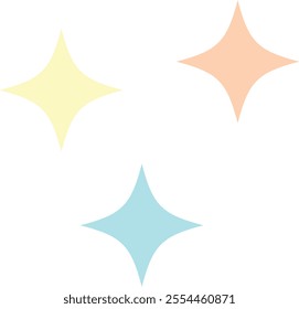 Pastel-colored sparkles with rounded edges, modern art design