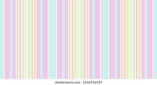 Pastelcolored vertical stripes create a cheerful, whimsical pattern. Ideal for backgrounds, textiles, or packaging designs conveying joy and femininity.