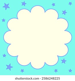 A pastel-inspired cloud-shaped frame surrounded by stars, ideal for artistic and decorative projects, themes, or backgrounds with a playful and cheerful design style.