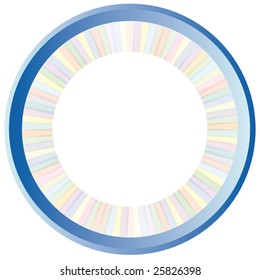 pastell colored round frame with a plastic blue border