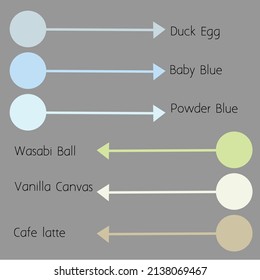 Pastelle Colour Chart : Duck Eeg,baby Blue,powder Blue,wasabi Ball,vanilla Canvas And Cafe Latte