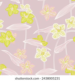 Pastels Botanical Floral seamless pattern design for fashion textiles, graphics, backgrounds and crafts