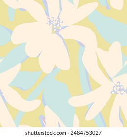 Pastels Botanical Floral seamless pattern design for fashion textiles, graphics, backgrounds and crafts