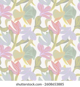 Pastels Botanical Floral seamless pattern design for fashion textiles, graphics, backgrounds and crafts