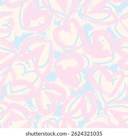 Pastels Heart Abstract Brush strokes pattern design for fashion textiles, graphics and crafts