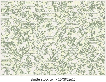 Pastellfarben modernes geometrisches Vektorteppich-Design. Kreativer Hintergrund mit Sechsecken-Vintage-Effekt. Stoffdruck für Bettwäsche, Jacke, Verpackung , Stoff, Teppich , Schal, Bettwäsche und Modekonzepte 
