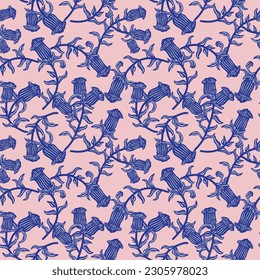 Pastels Oriental Floral seamless pattern background for fashion textiles, graphics, backgrounds and crafts