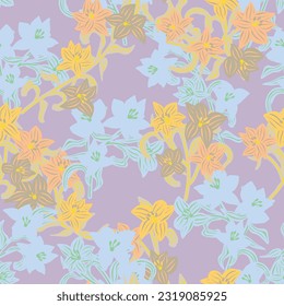 Pastels Oriental Floral fondo de patrón sin costura para textiles de moda, gráficos, fondos y artesanías